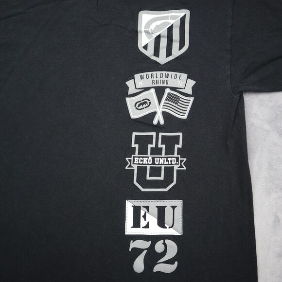 Ecko Unltd Shirt Mens L Black Short Sleeve Crew Neck Cotton Graphic Print Tee - Picture 9 of 15